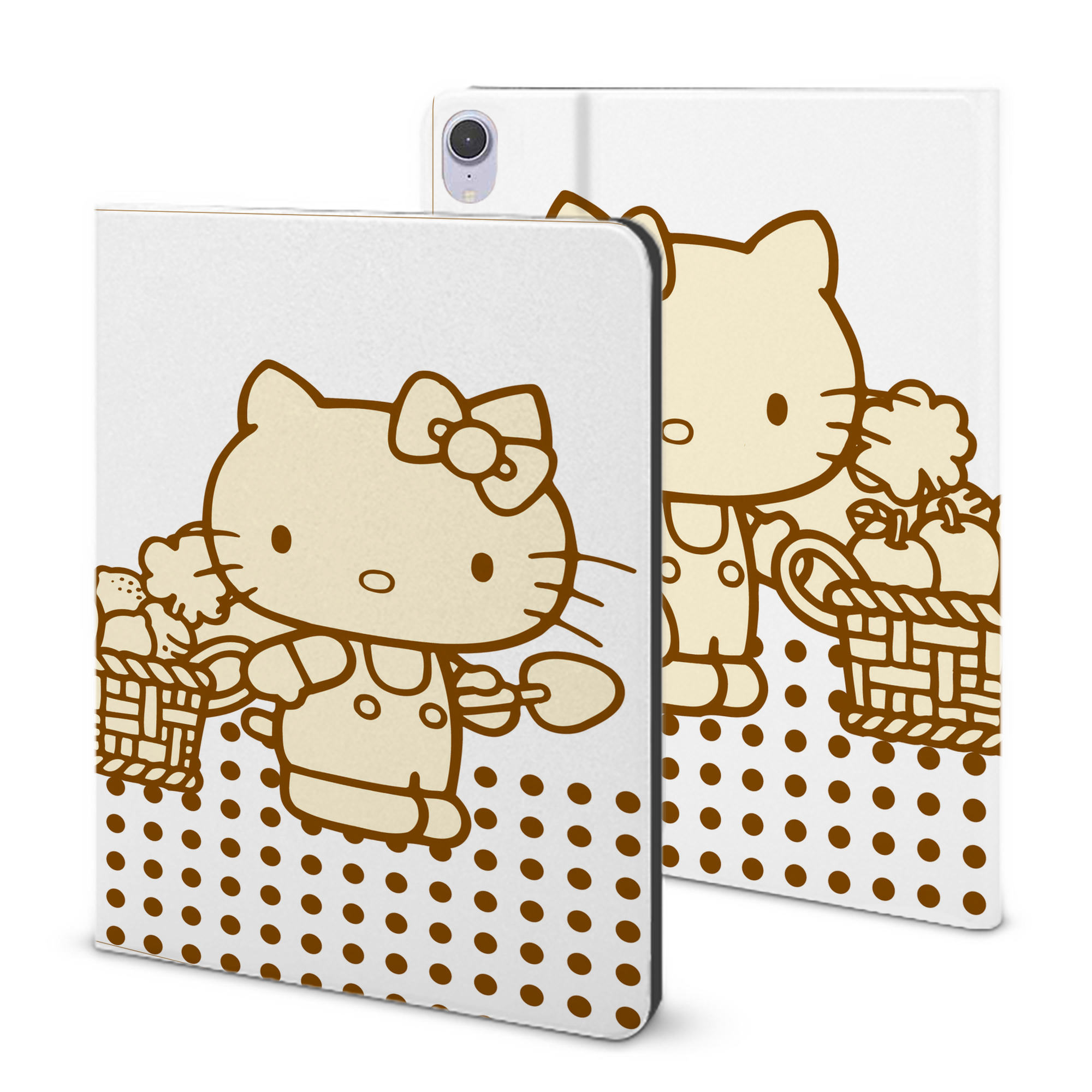（画像用） Hello Kitty ハローキティ IPad ケース ブック型 PUレザー TPU 耐衝撃 軽量 薄型 ペン収納なし 全面保護 IPad 各モデル対応
